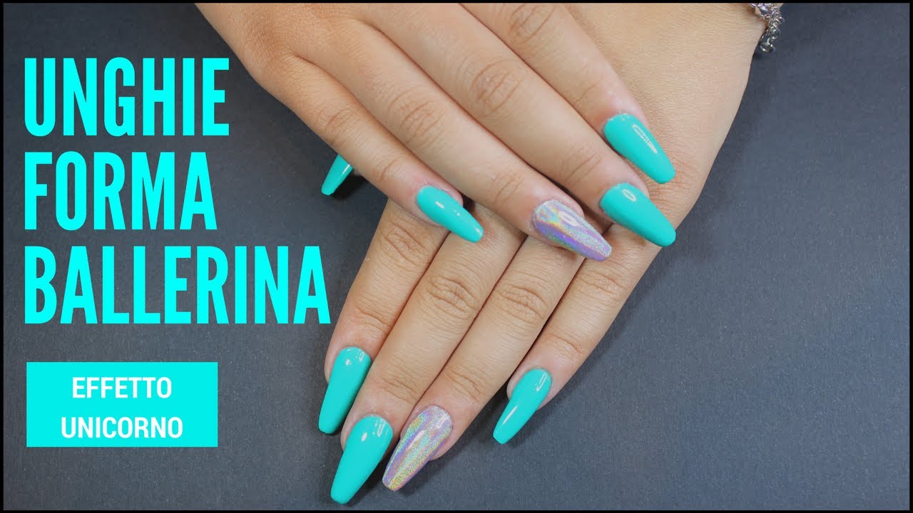 RICOSTRUZIONE UNGHIE FORMA BALLERINA ED EFFETTO UNICORNO