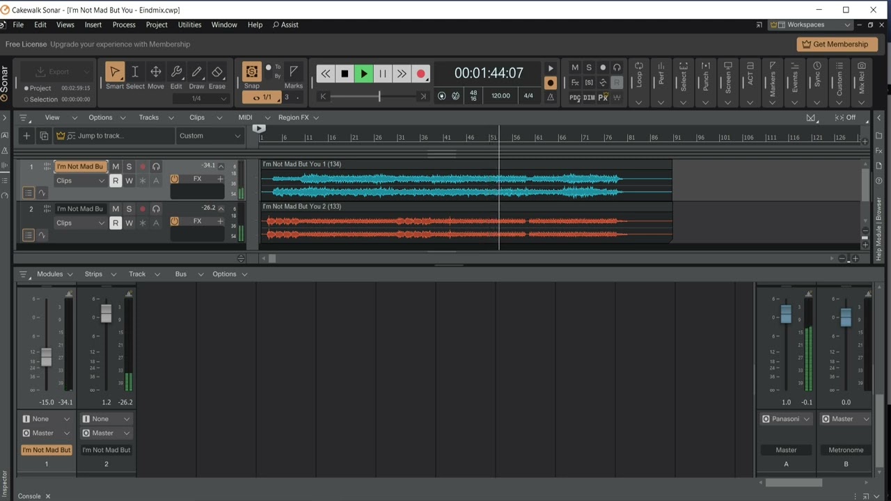 Cakewalk Sonar project - I'm Not Mad, But You :-) - Winter 2026
