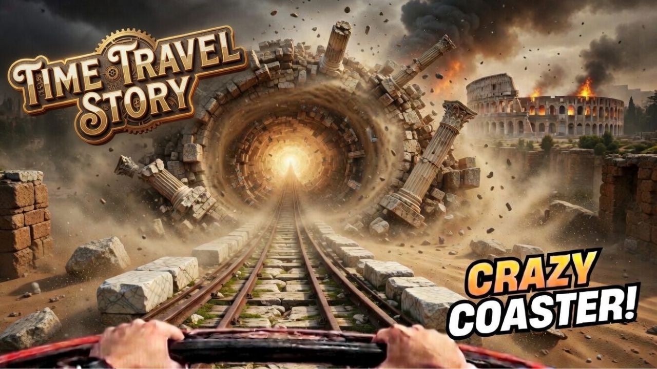 TIME TRAVEL Roller Coaster! Full POV  (From Dinosaurs to the Future Ride)