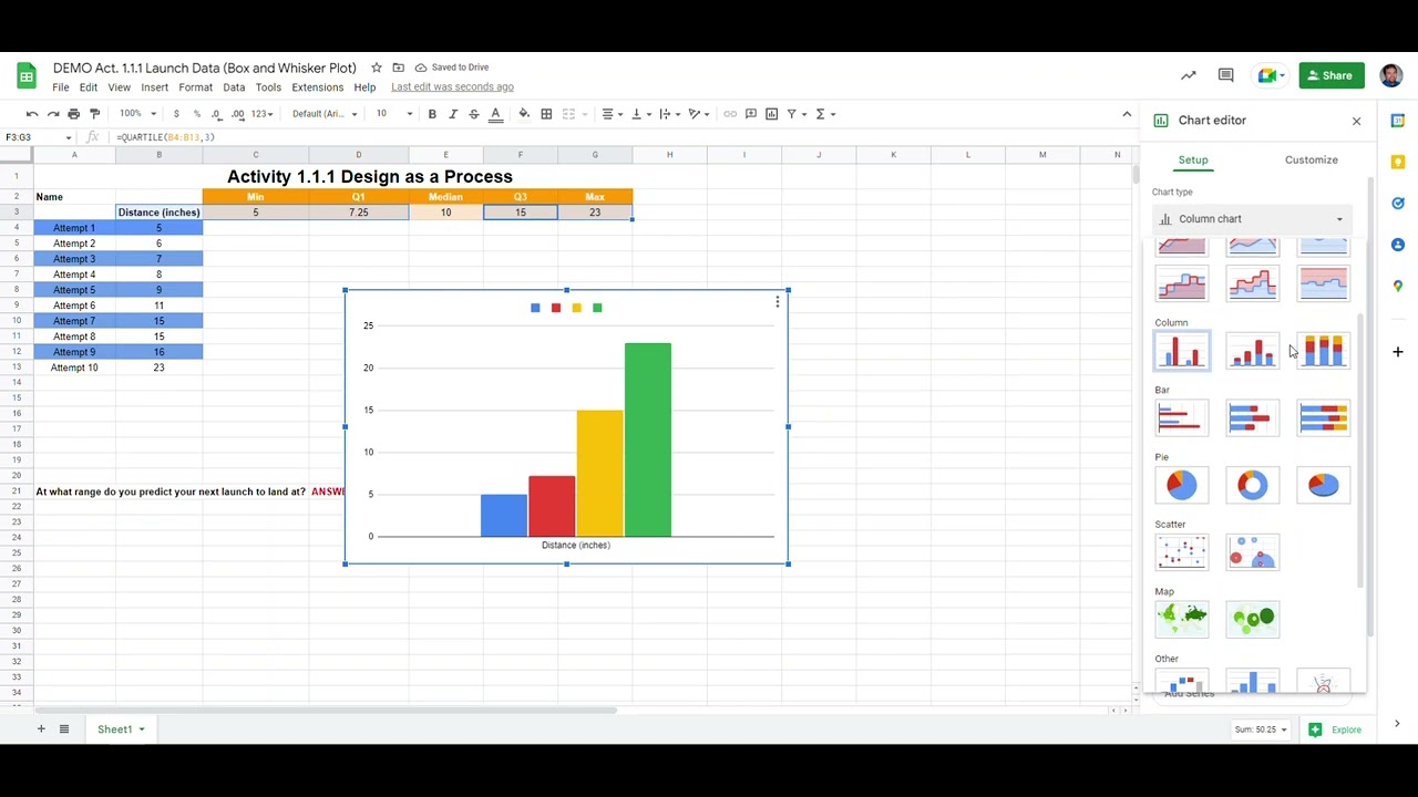 Creating a Box and Whisker Plot in Google Sheets