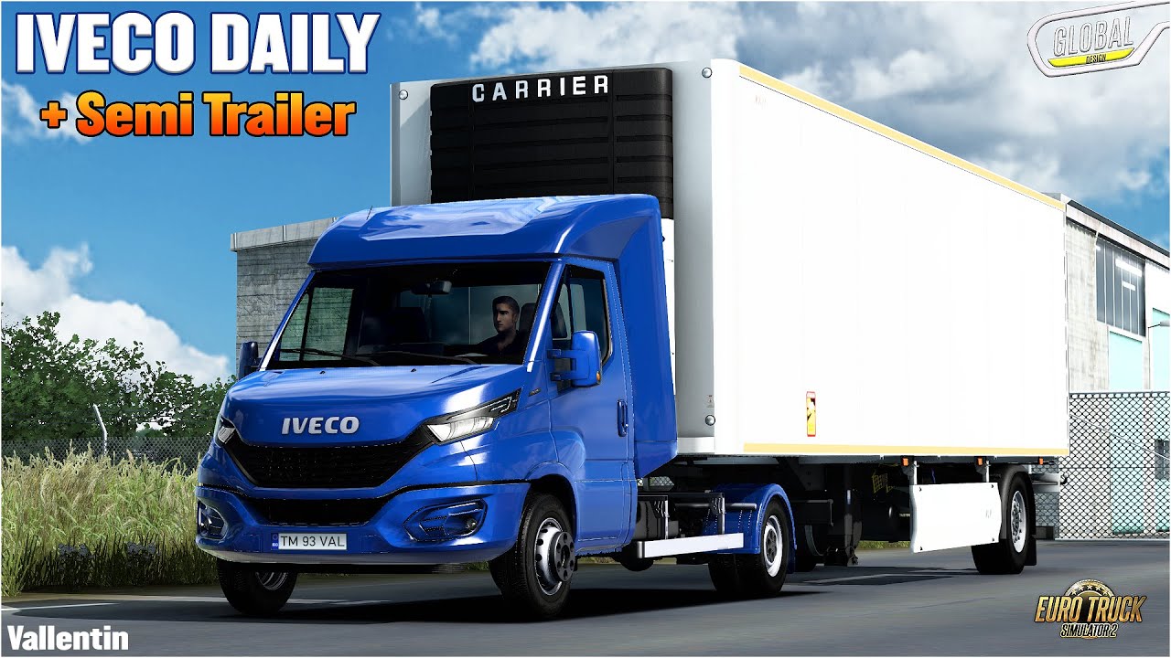 Euro Truck Simulator 2 : Iveco Daily Megapack by GLOBALDESIGN & Semi Trailer