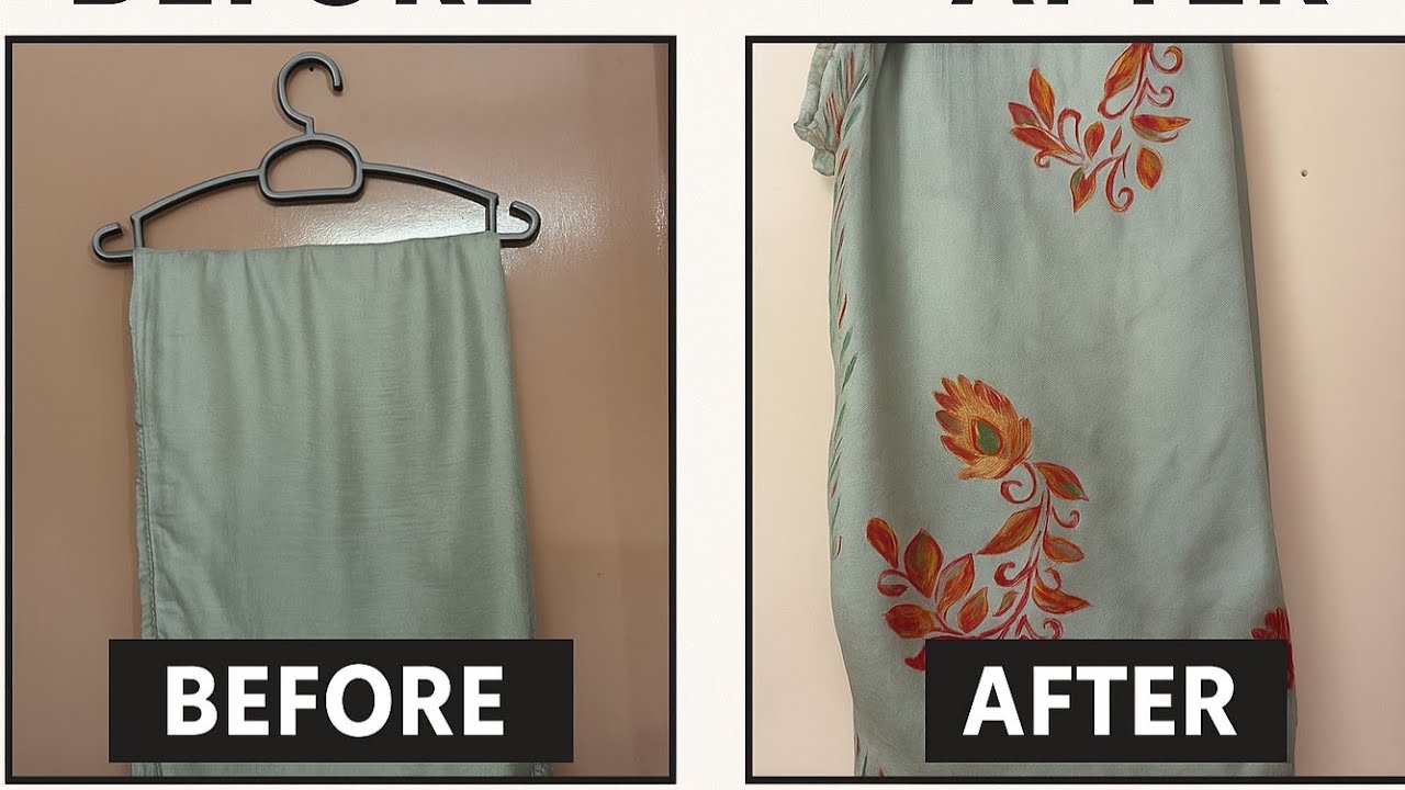 Turning delicate chaddar fabric into a hand-painted beauty ✨🎨