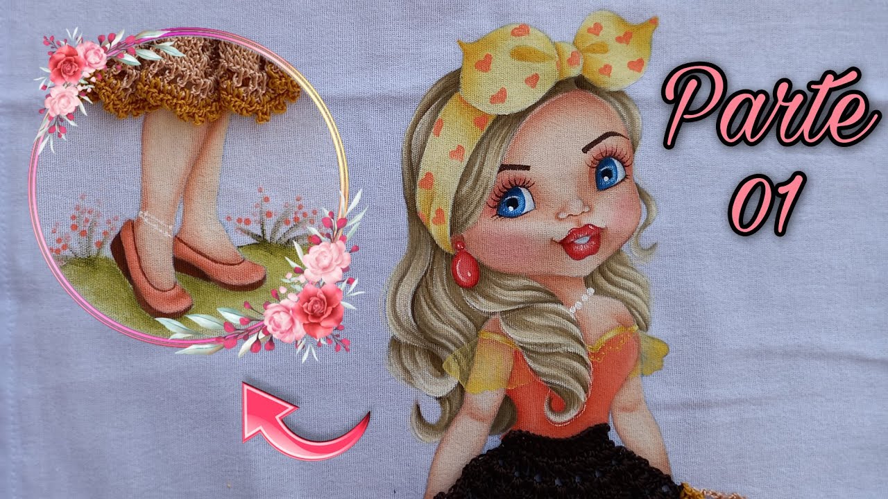 PINTURA DE BONECA COM PERNINHAS NO PANO DE PRATO - PROJETO ROGÉRIO RODGER - parte 01