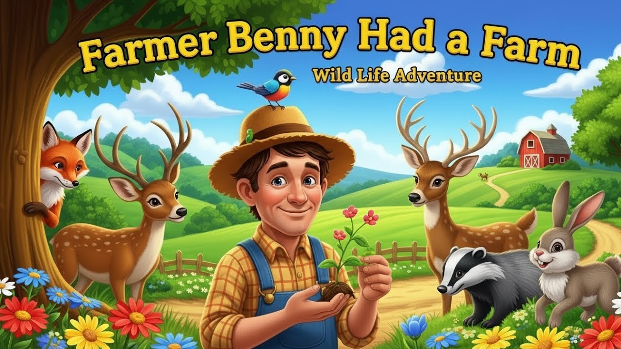 Farmer Benny Has a Farm 🦁🐘  Wild Animals Song for Kids  Fun Nursery Rhymes