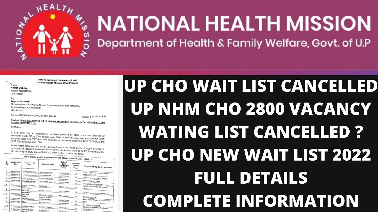 UP CHO WAIT LIST CANCELLED | UP CHO 2800 VACANCY WATING LIST | UP CHO NEW WAIT LIST 2022 | DETAILS