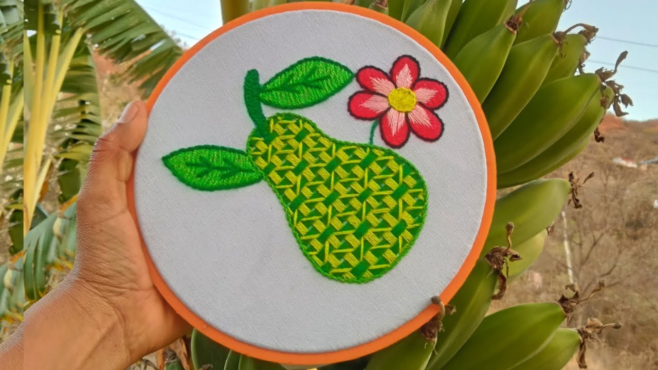#20Cómo bordar una pera🍐 super puntada ideal para cualquier diseño 😻