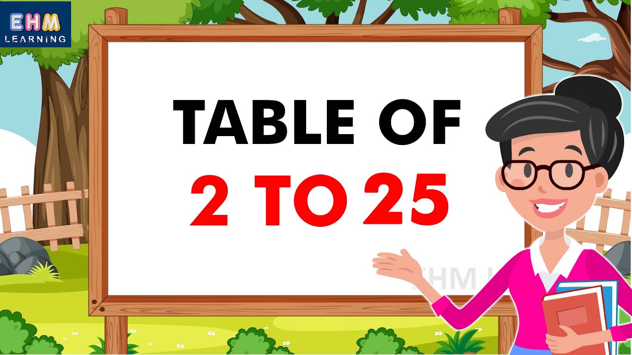 Table 2 to 25 | Times table 2 to 25 - Multiplication Tables 2 to 25 | learn online | EHM Learning