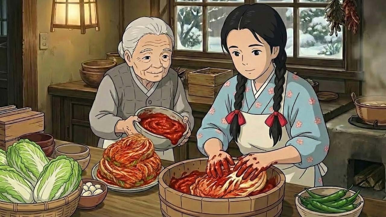 On the First Snowy Day, We Make Kimchi | Ghibli-Style Video