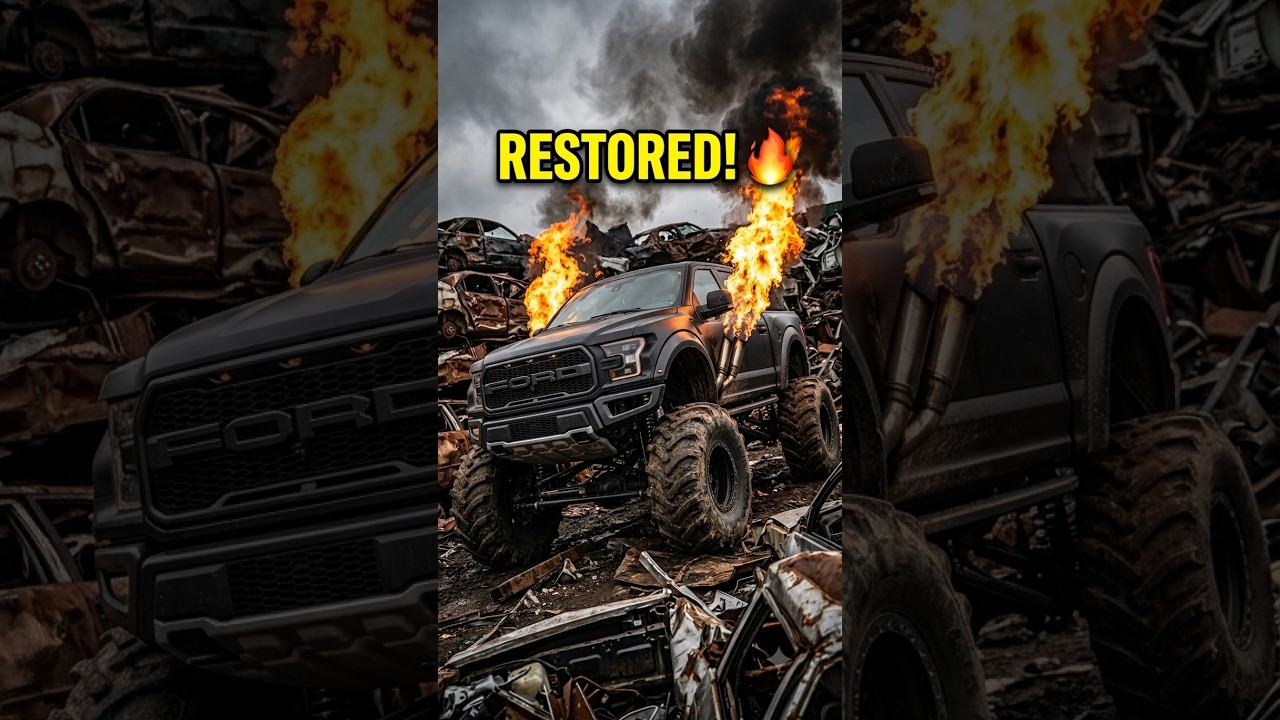 Abandoned Monster Truck in Scrap Yard! 🚜💥 #shorts #car #viral #bmw #truck #monstertruck #nissangtr