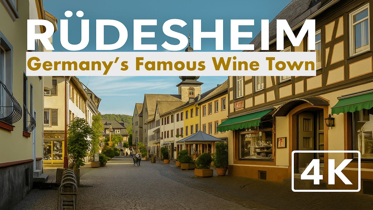 Rüdesheim am Rhein 4K: Driving Through Vineyards, Rhine Views & Cobblestone Streets
