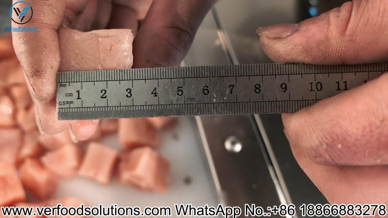 VERFOODSOLUTIONS 3X3cm Fresh Chicken Breast Cube Cutting Machine Test for Mexico Customer