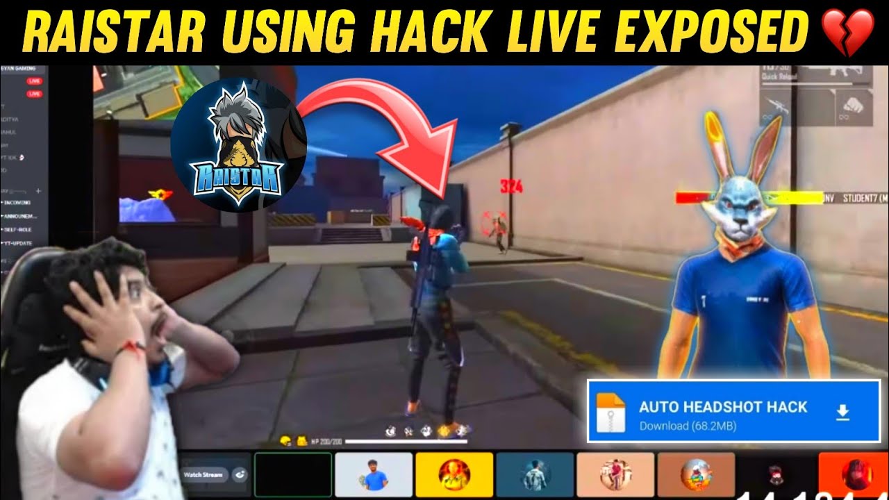 RAISTAR EXPOSED🥺💔 RAISTAR USING AUTO HEADSHOT HACK HE EXPOSED ON GYANGAMING LIVE - Garena Free Fire