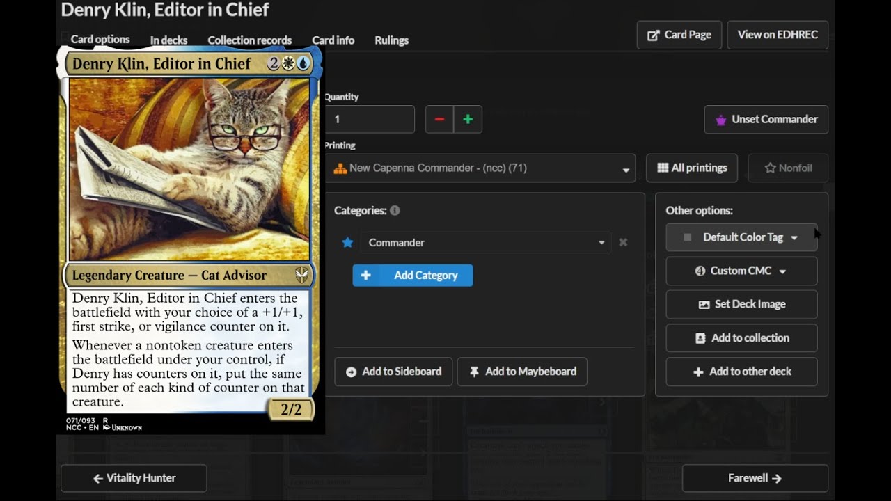 Denry Klin, Editor in Chief Deck Tech: Maximizing Value and Counters! EDH Deck Tech