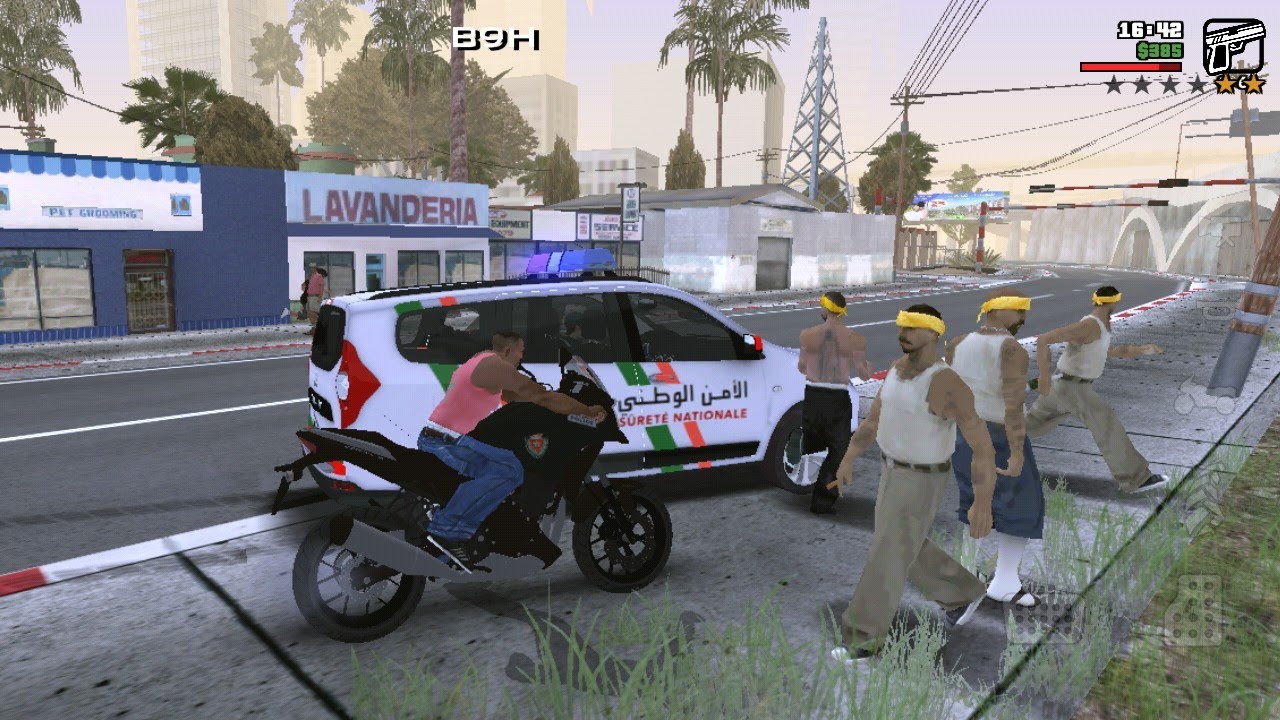 الحلقة 1 من GTA Sans andreas maroc مطاردة هوليودية مع الأمن الوطني في جراند المغربية GTA مود المغرب
