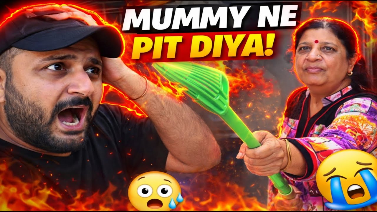 Aaj mummy ne Peet diya Jhaadu se 😳😂