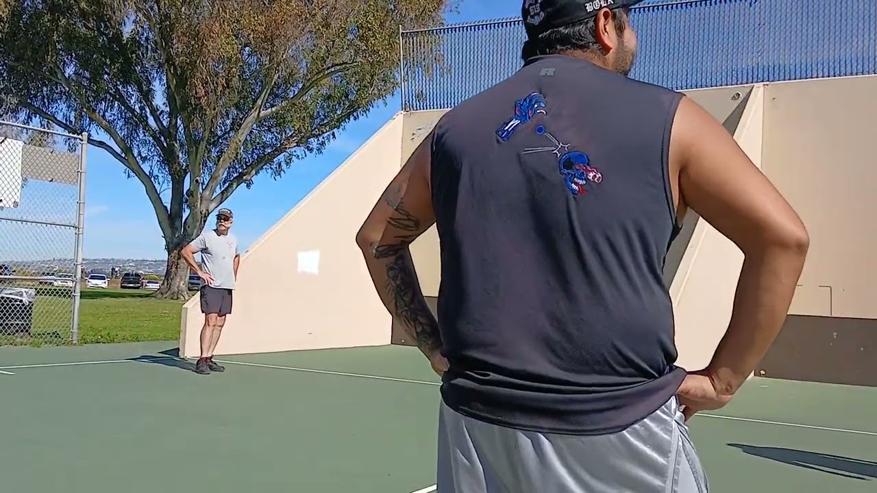 Patrick and Carl vs Greg and Bob 1st game Robb Field Handball tournament 