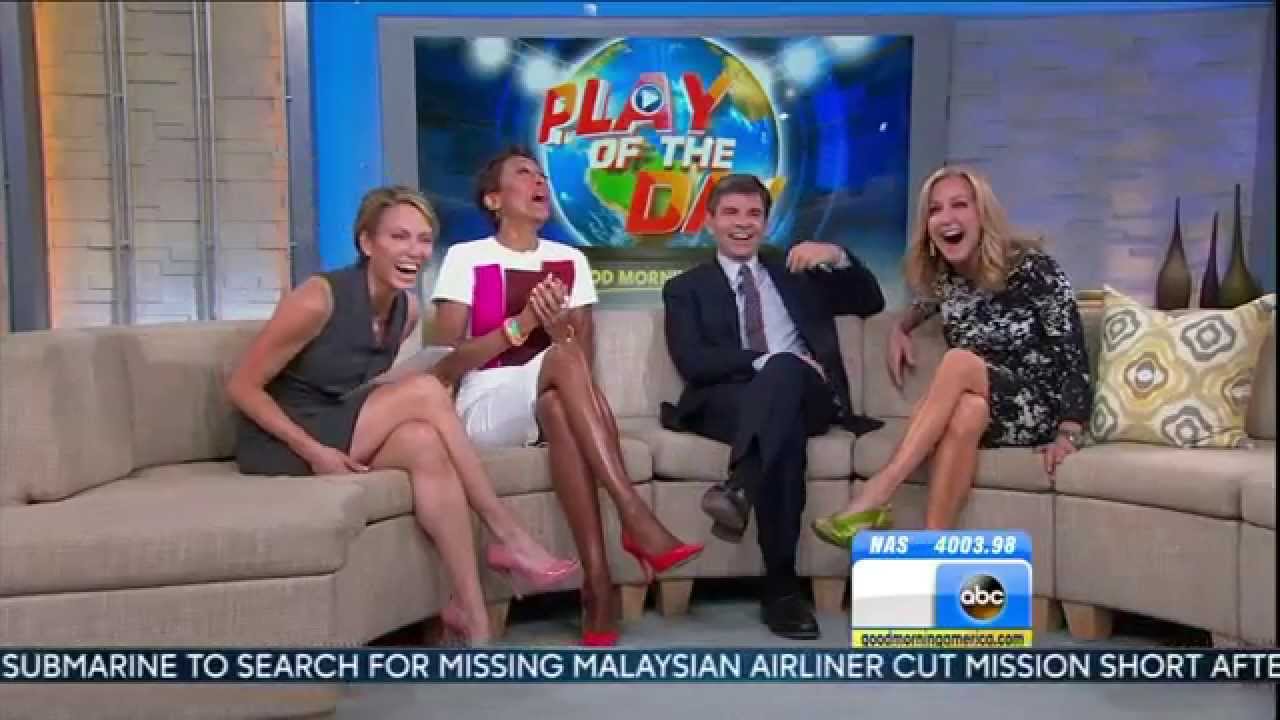 Amy Robach - grey dress & pink high heels - April 15, 2014