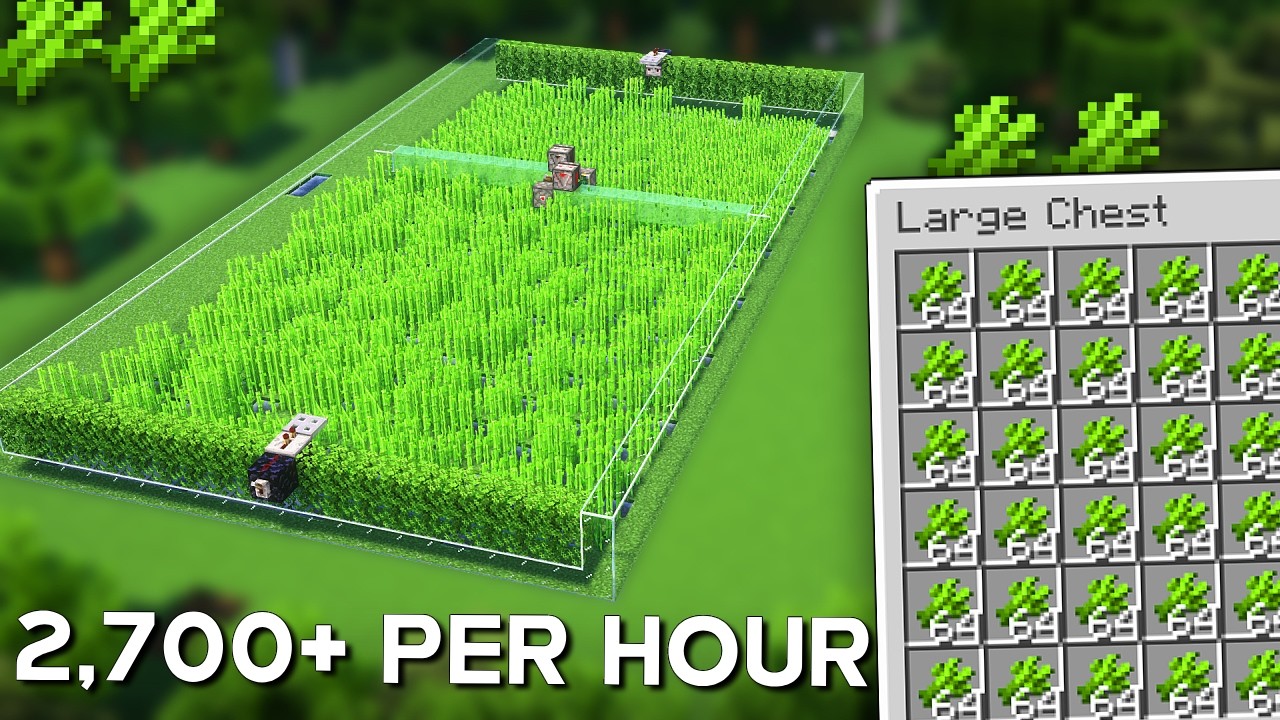 Minecraft Sugarcane Farm 1.21 - Automatic Sugarcane farm - 2,700+ Per hour!