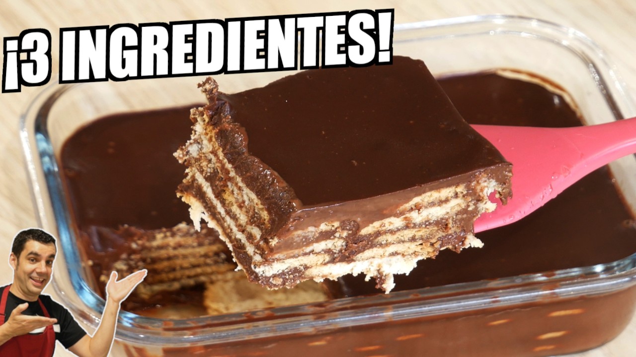 TARTA de CHOCOLATE y GALLETAS 🍫 con solo 3 INGREDIENTES (sin horno, sin complicaciones)