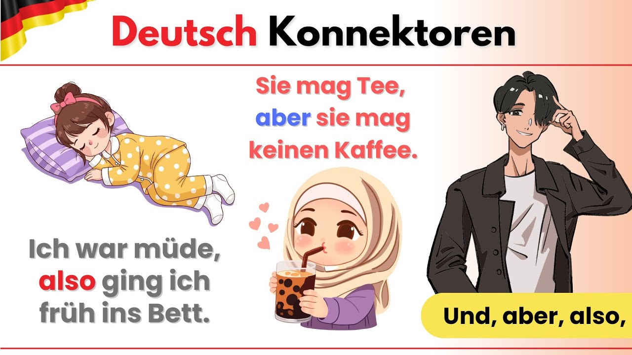 A1–B1 German Connectors | Easy Sentences with Translation #deutsch 