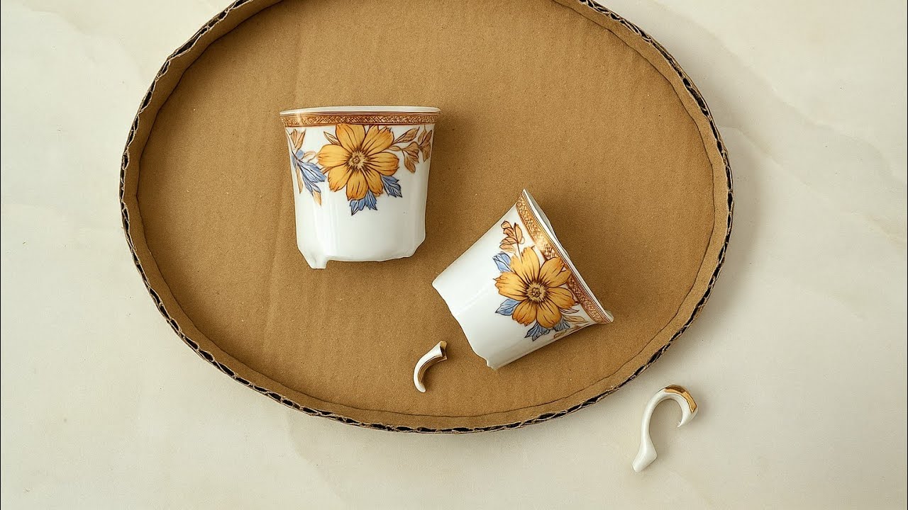 Make a stylish decorative key holder with a broken cup and some plaster😃😍😯✨️