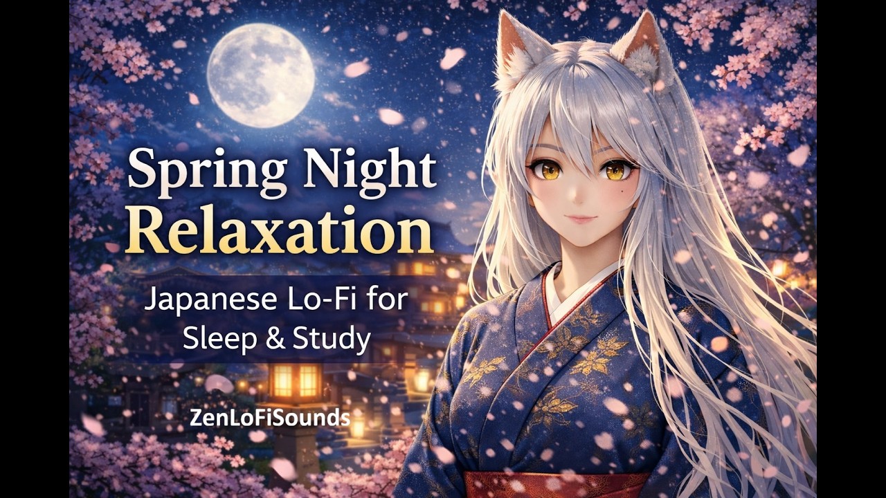 Spring Night Relaxation 🌸 Japanese Lo-Fi for Sleep & Study | ZenLoFiSounds