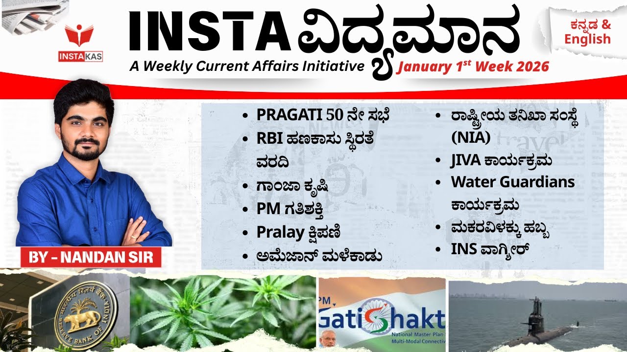 INSTA ವಿದ್ಯಮಾನ | January 1st Week 2026 Current Affairs for all KPSC Exams | Nandan Sir