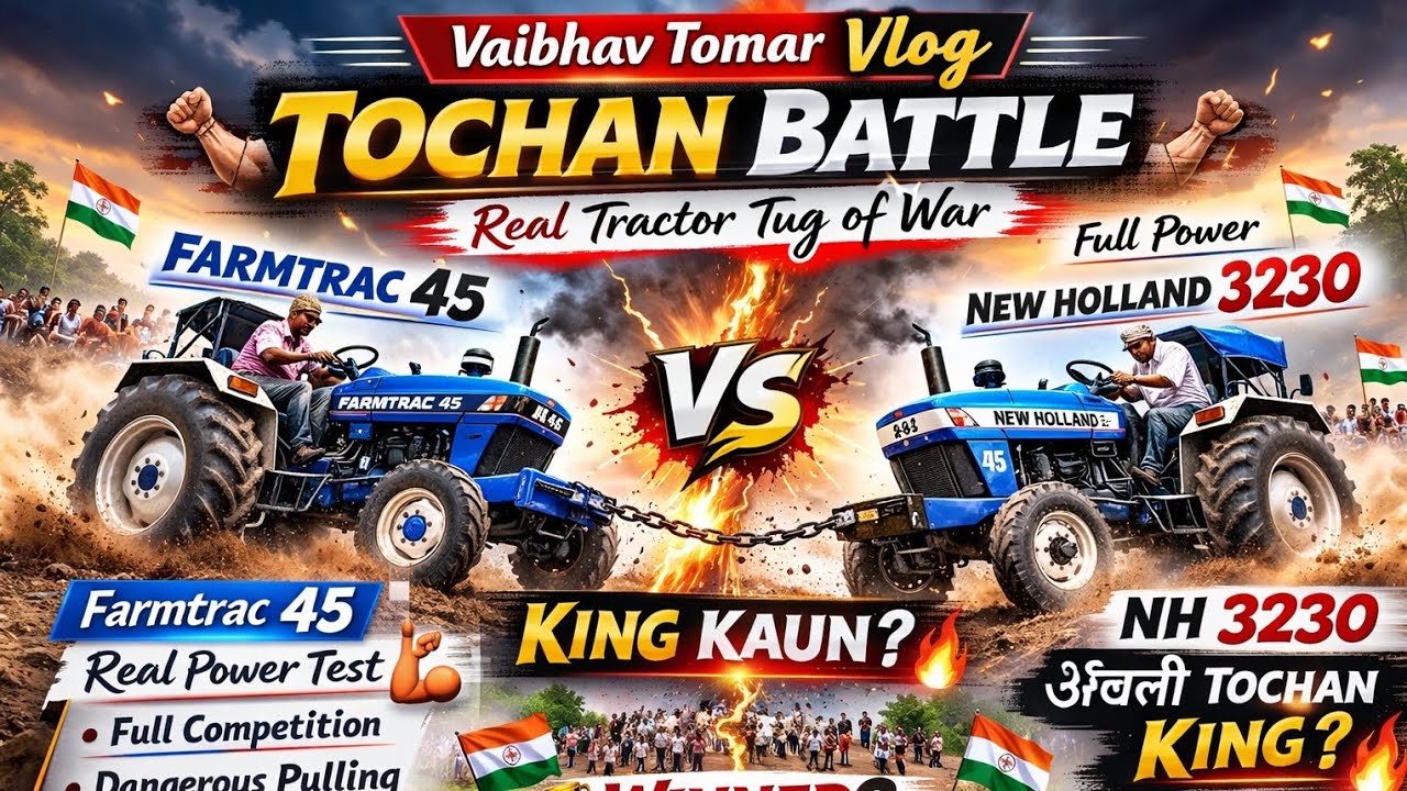 Farmtrac 45 vs New Holland 3230 Tochan 🔥 Real Tractor Tug of War | King कौन? 👑