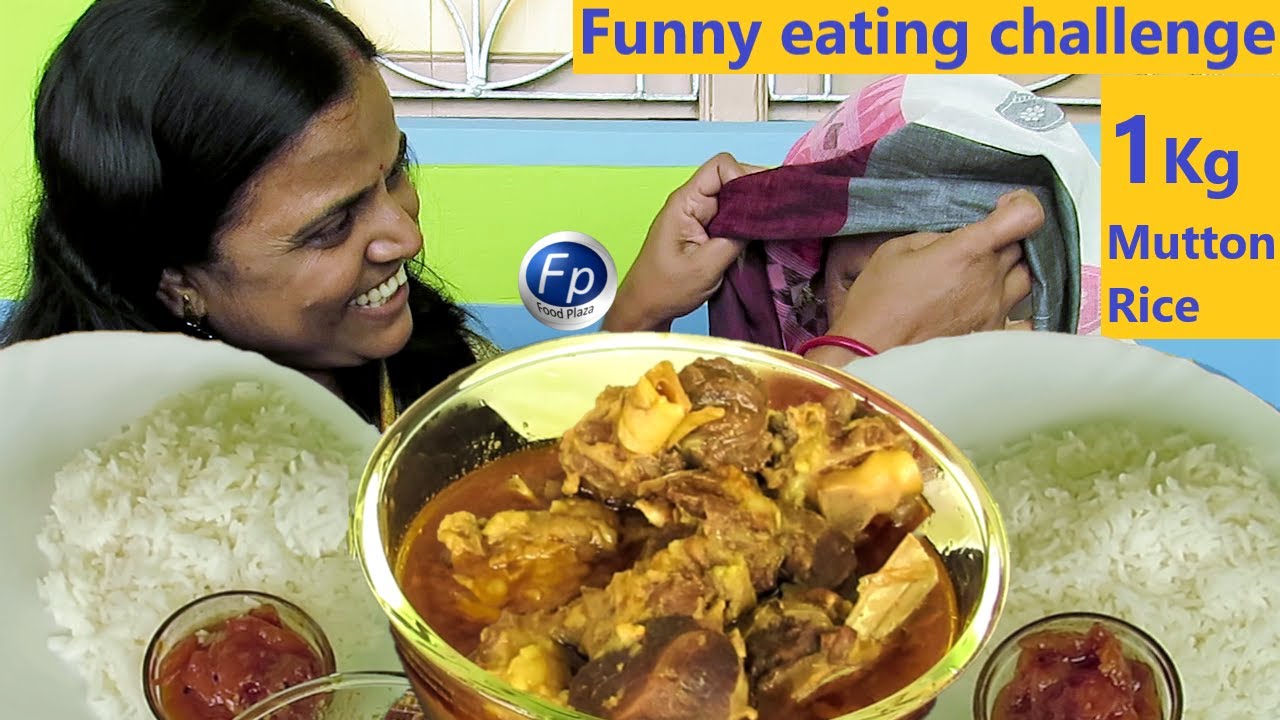 1KG MUTTON SOUP CURRY + RICE + CHUTNEY CHALLENGE | HUSBAND WIFE FOOD EATING CONTEST | MANGSHO BHAT
