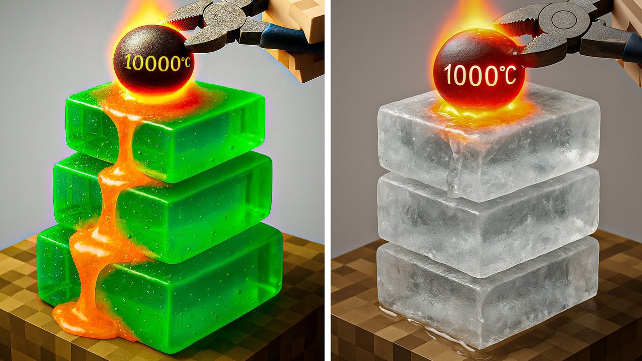 Minecraft Physics Showcase with 1000°C Glowing Metal Ball vs Ice & Soap | ZenBlock Craft