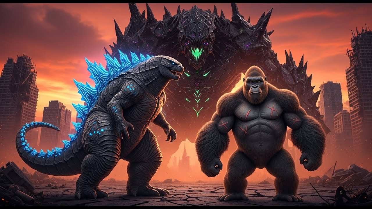 Godzilla & Kong Unite! Obsidian Titan Rises in Post-Apocalyptic Battle!