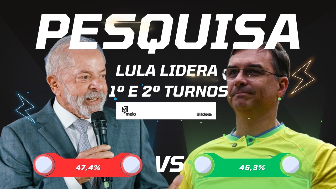 PESQUISA ELEITORAL MEIO IDEIA MOSTRA LULA COM 51,1% DOS VOTOS VÁLIDOS E FLÁVIO COM 48,9%.