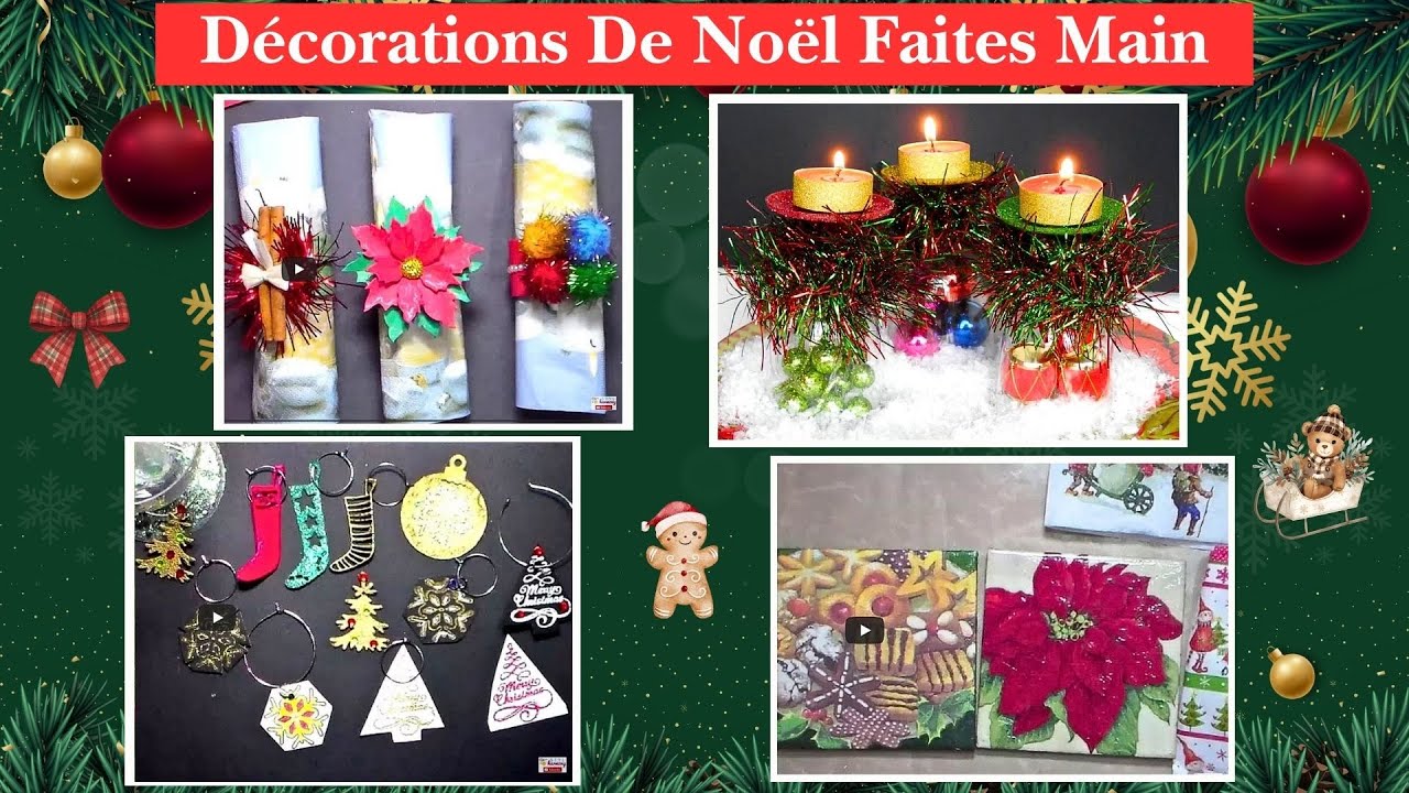 🎅 Idée Déco de Noël : Bougeoirs - Dessous de verres - Porte Serviettes et Marque Verres 🎅