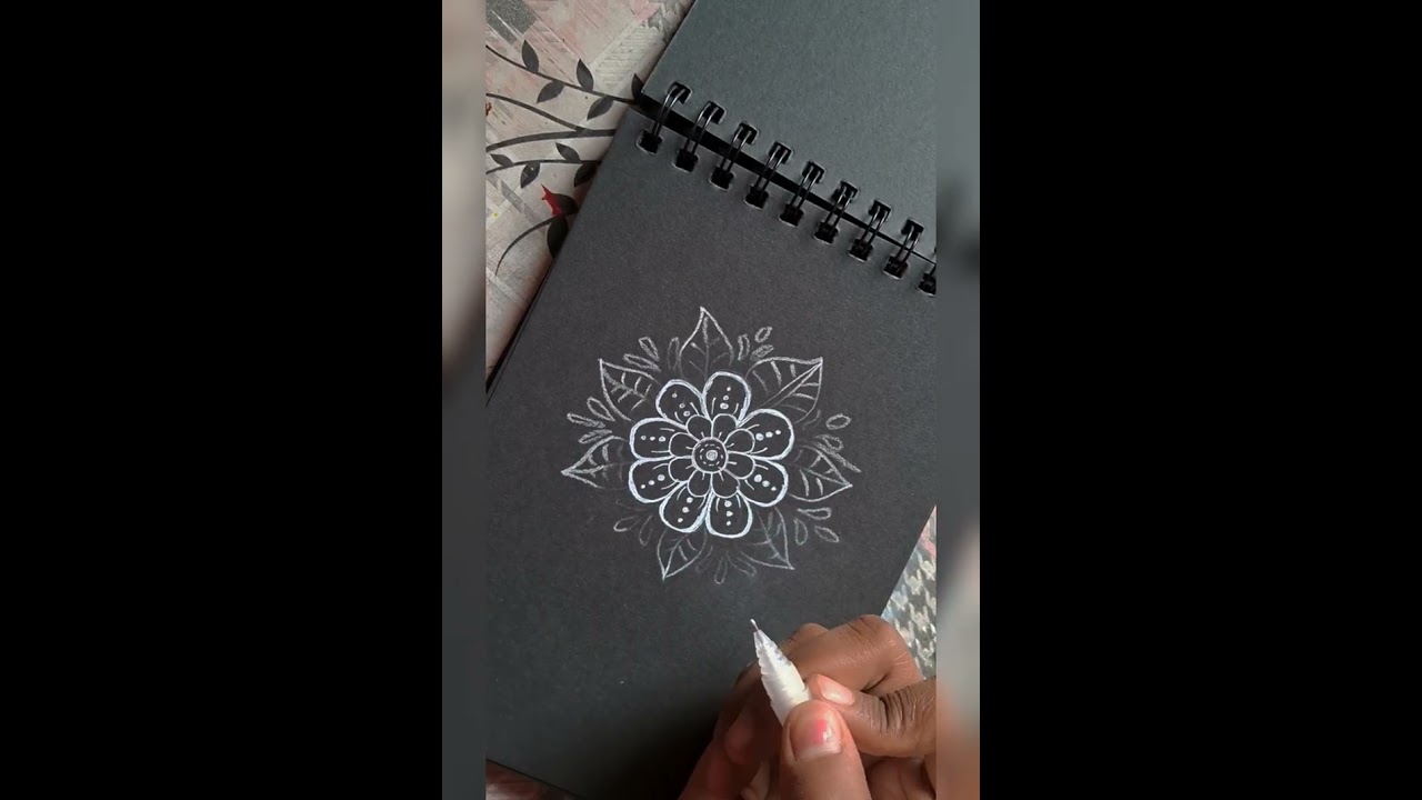 White Mandala Sketch on Black Canvas| Mandala Art#1