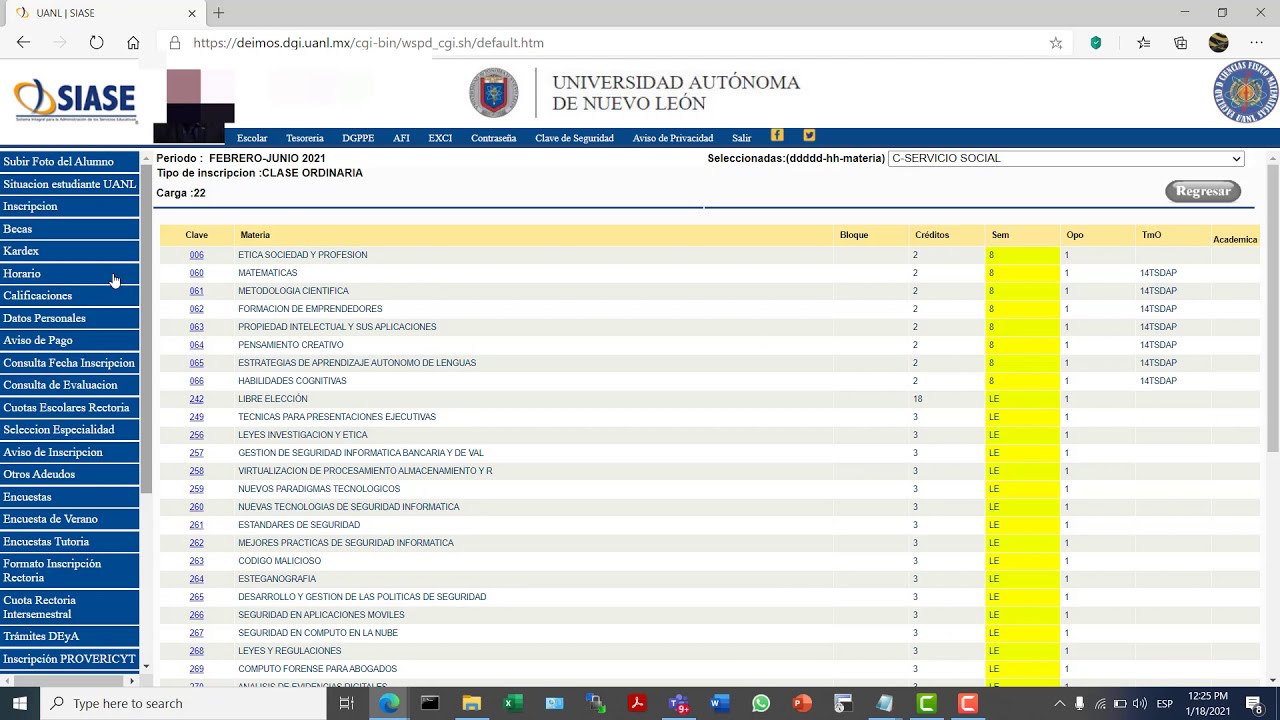 C&oacute;mo hacer tu horario e inscribir materias en SIASE UANL 2021