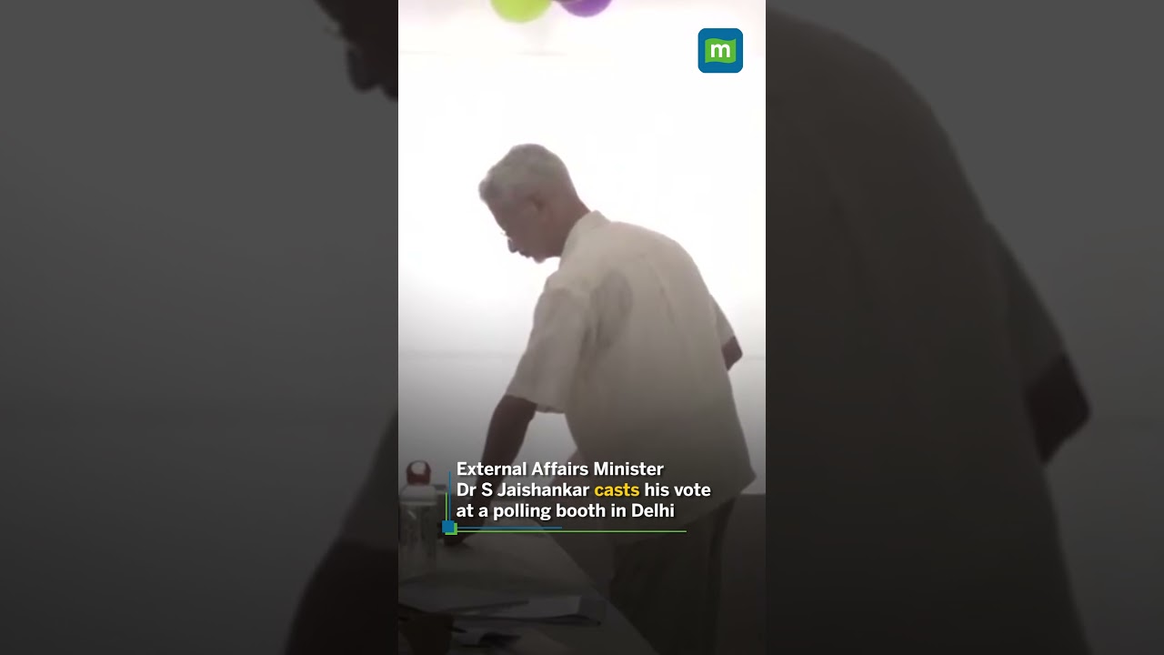 External Affairs Minister Dr S Jaishankar casts his vote at a polling booth in Delhi