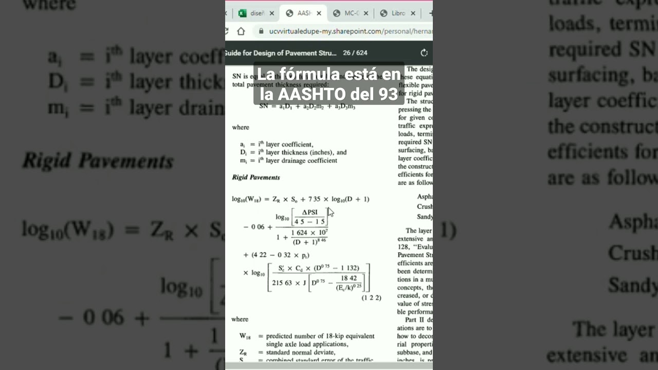 F&oacute;rmula para calcular el espesor de un #pavimentos r&iacute;gido #ingenieriacivil #carreteras
