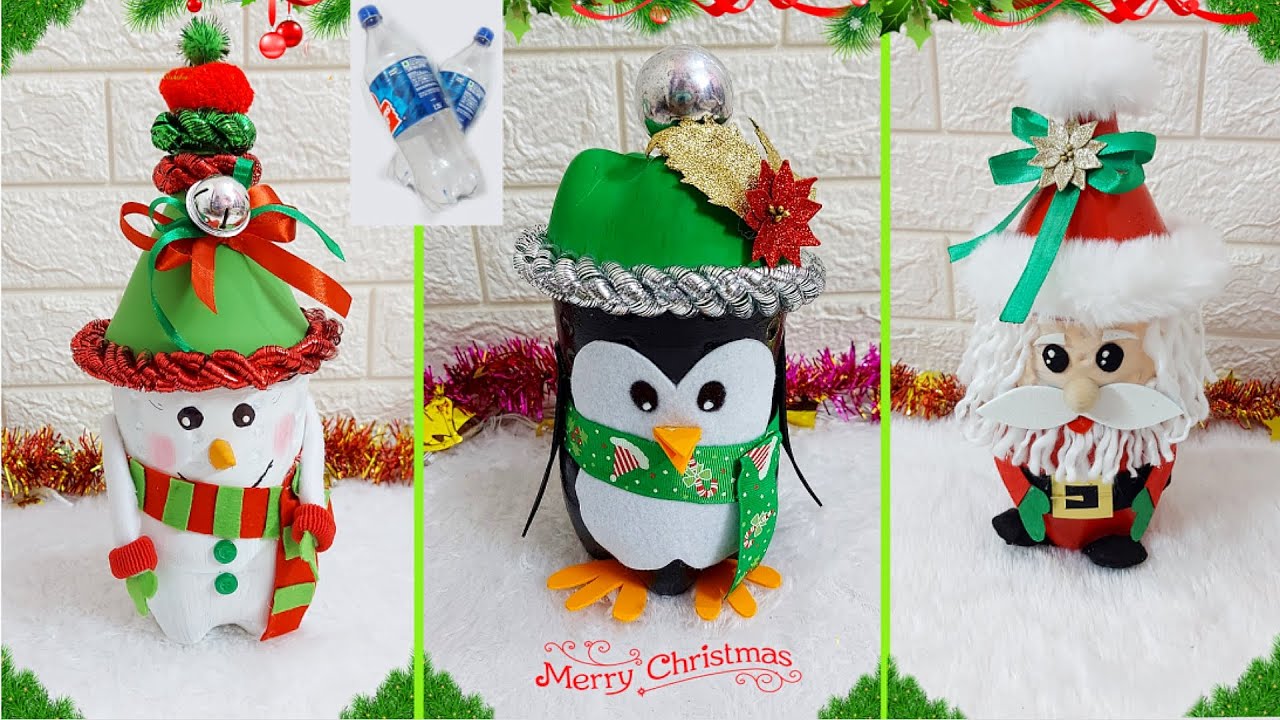 DIY 3 Christmas Decoration idea with Plastic Bottle | Best out of waste Christmas craft idea🎄149