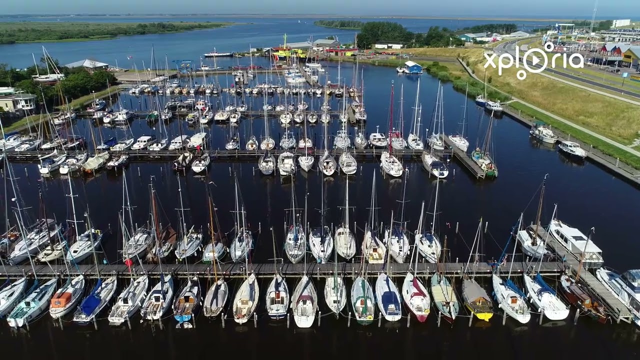 Lauwersoog marina, marina Noordergat Jachthaven Noordergat, Netherlands 2019.07 aerial video