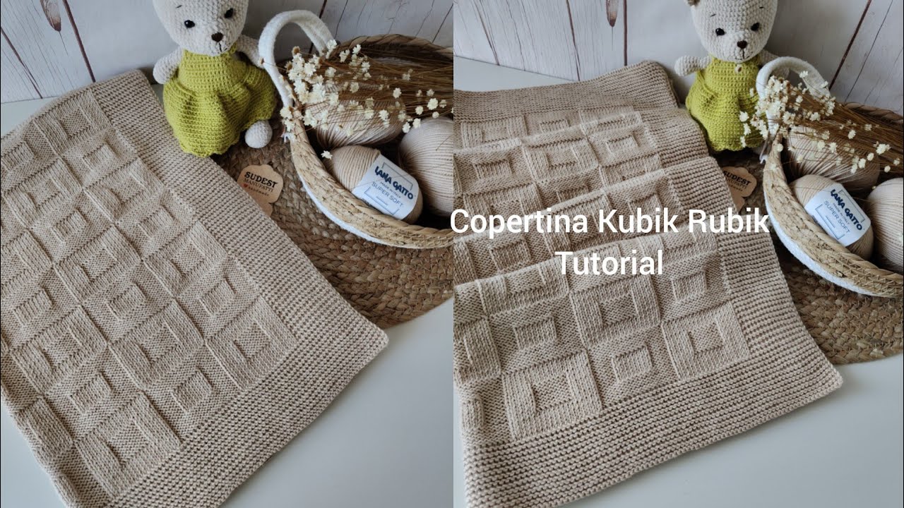 Copertina Kubik Rubik /kniting Tutorial scialle per neonati ai ferri 