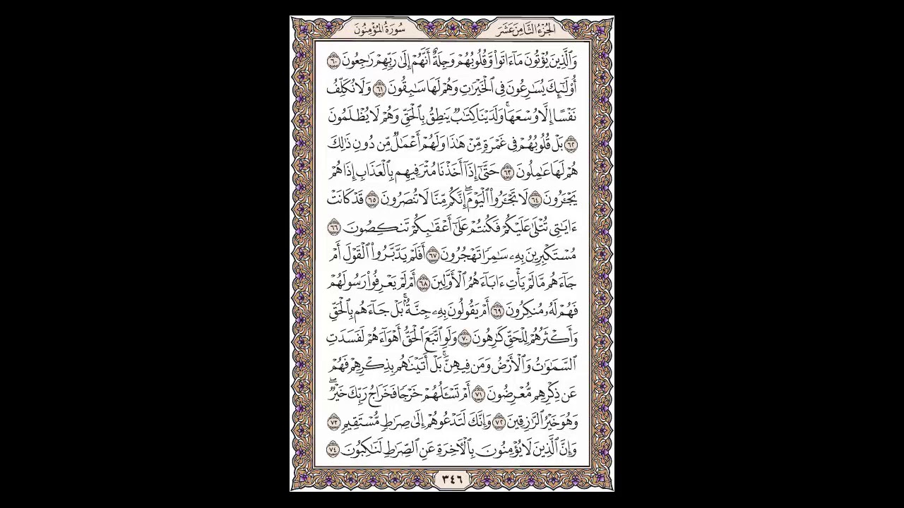 سورة المؤمنون - الشيخ خالد الجليل - صفحة 346 للحفظ مكررة ثلاث مرات