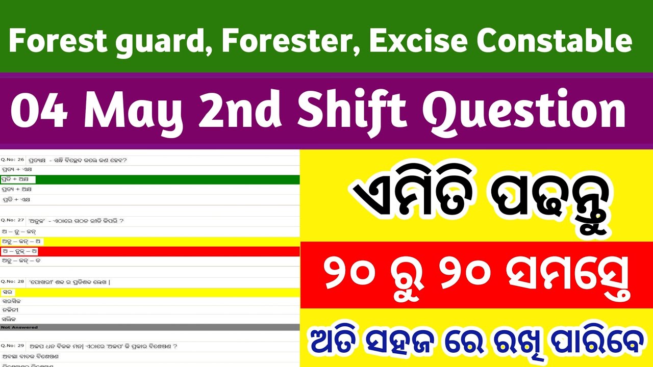 Forest Guard Odia Grammar Pyq | Forester Odia Grammar Question | Excise Constable Odia Grammar Pyq