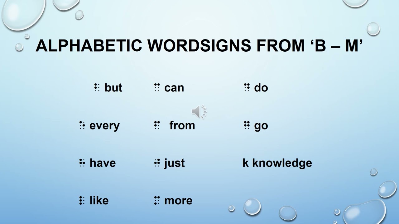 Braille Contraction Part 1: Alphabetic Wordsigns