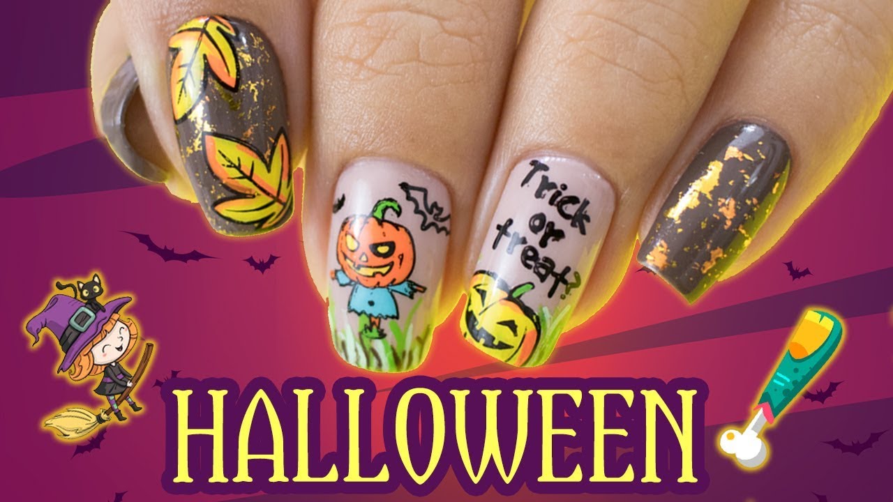 CLASE #10 Diseño para HALLOWEEN 🎃 2 Técnicas en una manicura esmalte semipermanente//FUNNAILSTATYZ