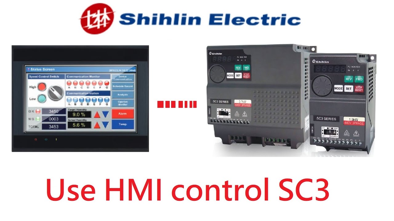 (Modbus connection setting) Shihlin Electric EC200 HMI connect to SC3 inverter tutorial