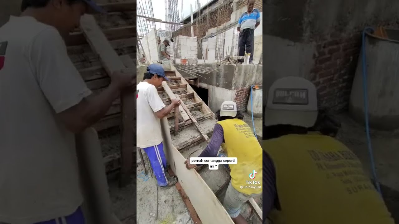 PROSES PENGECORAN TANGGA BETON