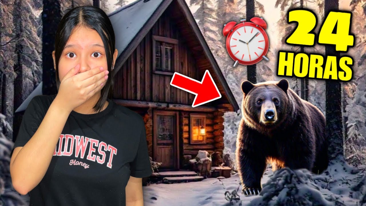24 HORAS EN UNA CABAÑA EN MEDIO DE EL BOSQUE!!❄️ *Un oso nos persiguió*😱|Regina MH