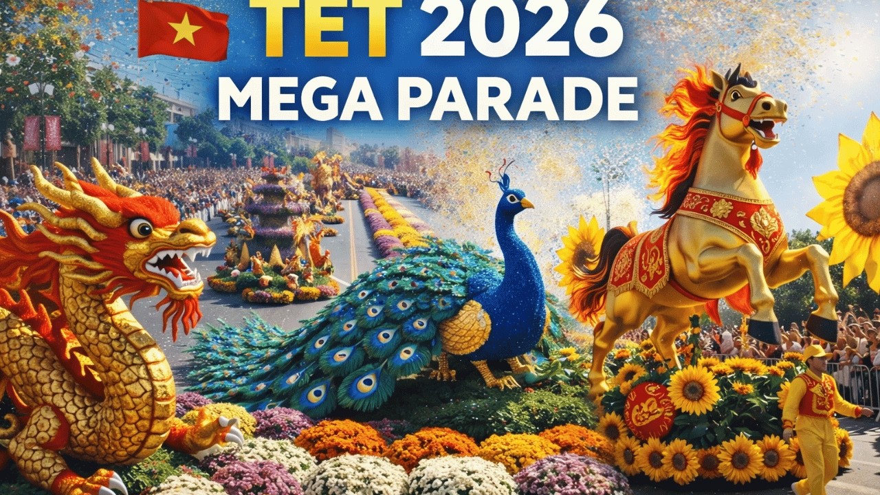 New Year Parade 2026 (Vietnam) | Biggest Flower Walk Festival: Dragon + Lucky Horse + Drums (4K)