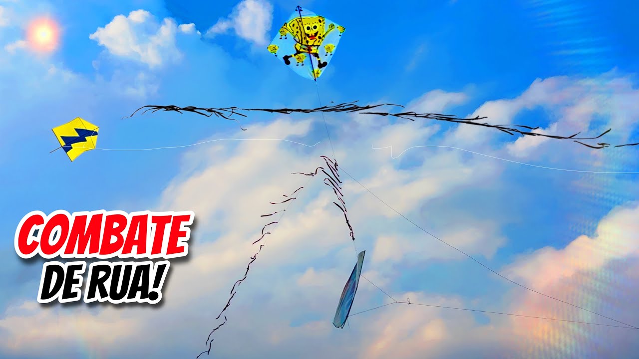 Cortei e Aparei a Pipa da Rua com Minha Raia Baratinha do Bob Esponja - Duelo de Pipas de Rua em SP!