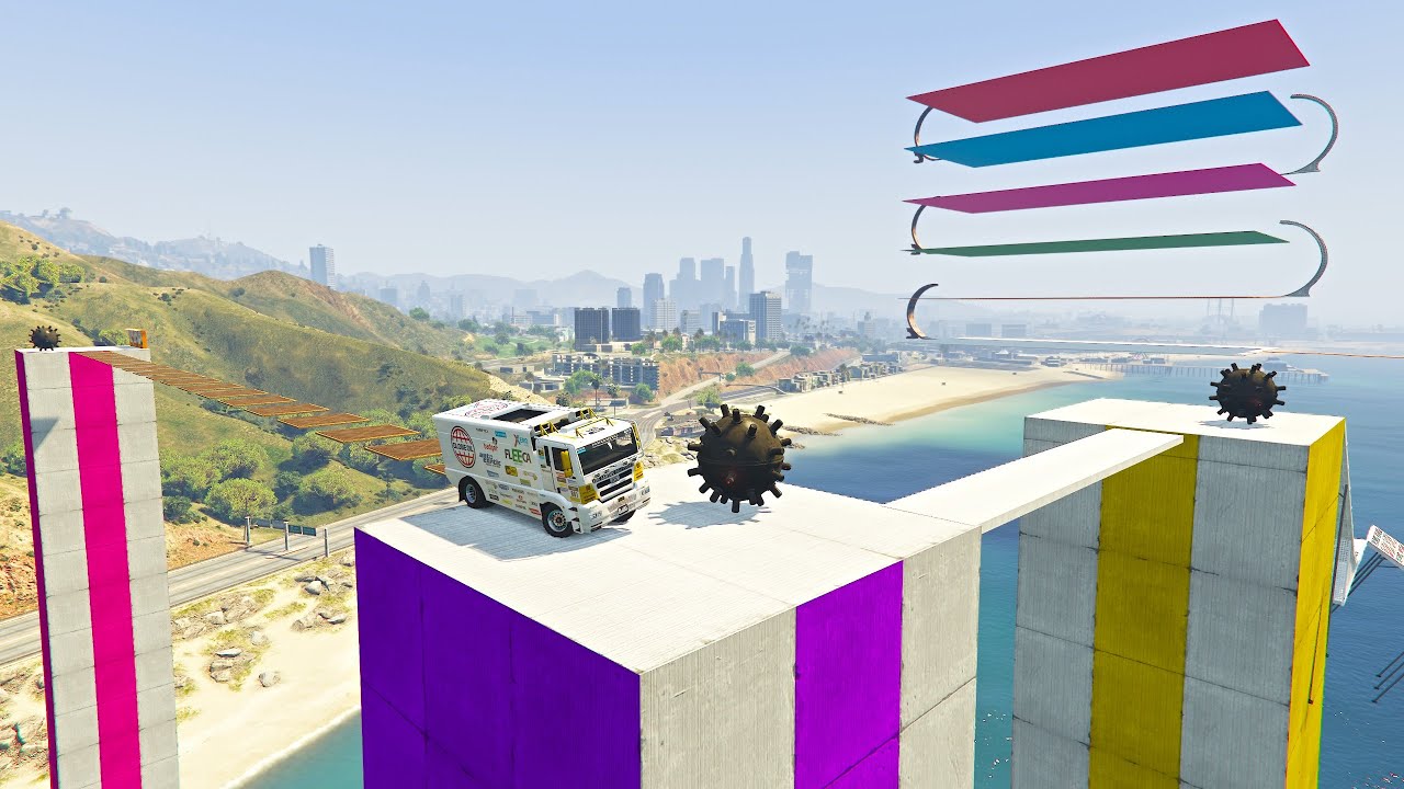 Heavy Truck Parkour vs Floating Naval Mines – GTA 5 Online